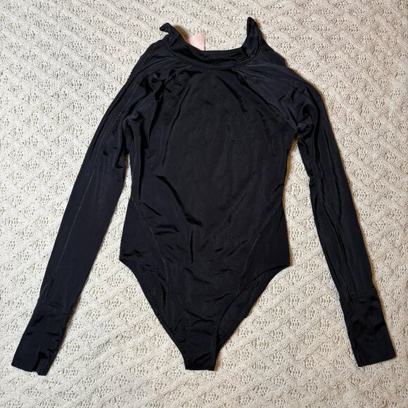NWT We Are Hah Black Long Sleeve One-Piece Swimsuit Surf Rashguard – Size Medium - Picture 3 of 12